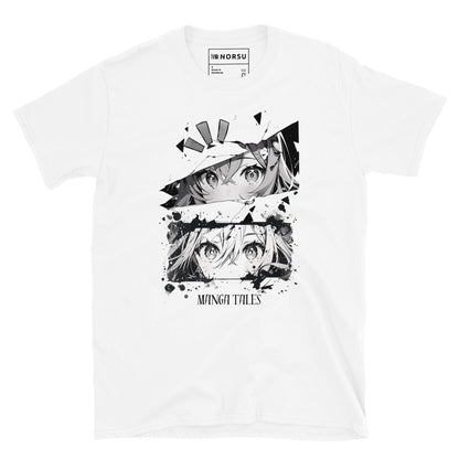 Λευκό Ανδρικό T-shirt - Ασπρόμαυρα Σκίτσα Anime Manga Tales