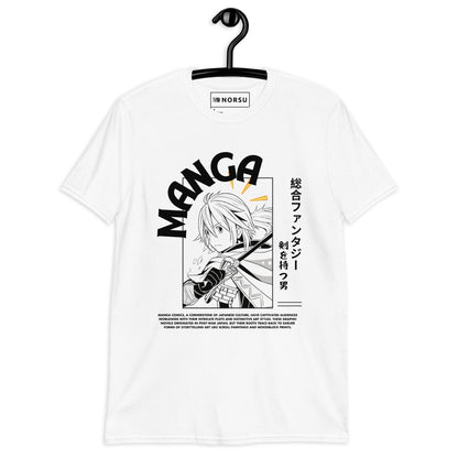 Λευκό Ανδρικό T-shirt - Ασπρόμαυρα Σκίτσα Manga Κόμιξ