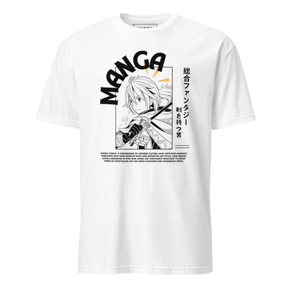 Λευκό Ανδρικό T-shirt - Ασπρόμαυρα Σκίτσα Manga Κόμιξ