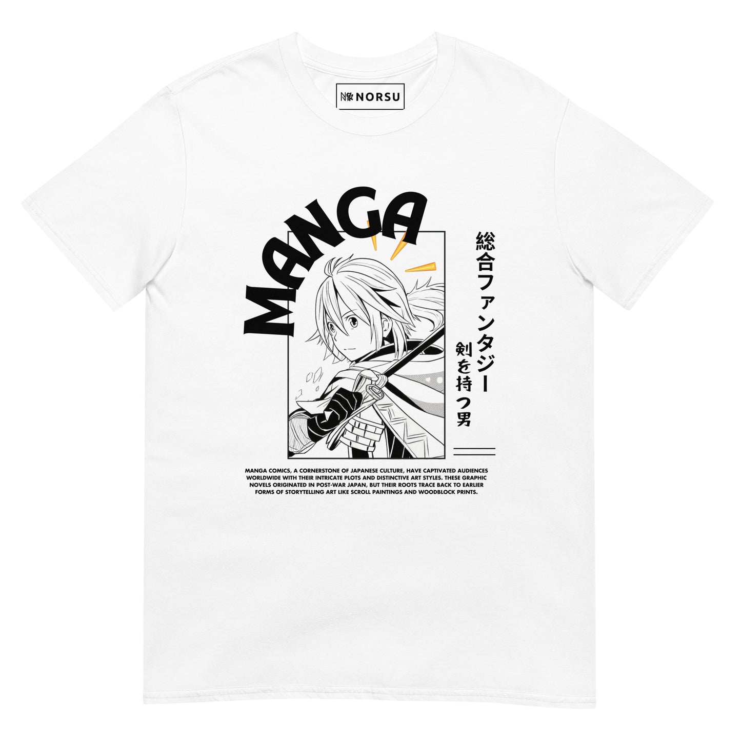 Λευκό Ανδρικό T-shirt - Ασπρόμαυρα Σκίτσα Manga Κόμιξ