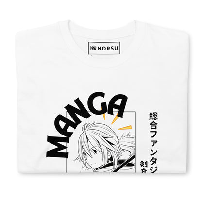 Λευκό Ανδρικό T-shirt - Ασπρόμαυρα Σκίτσα Manga Κόμιξ