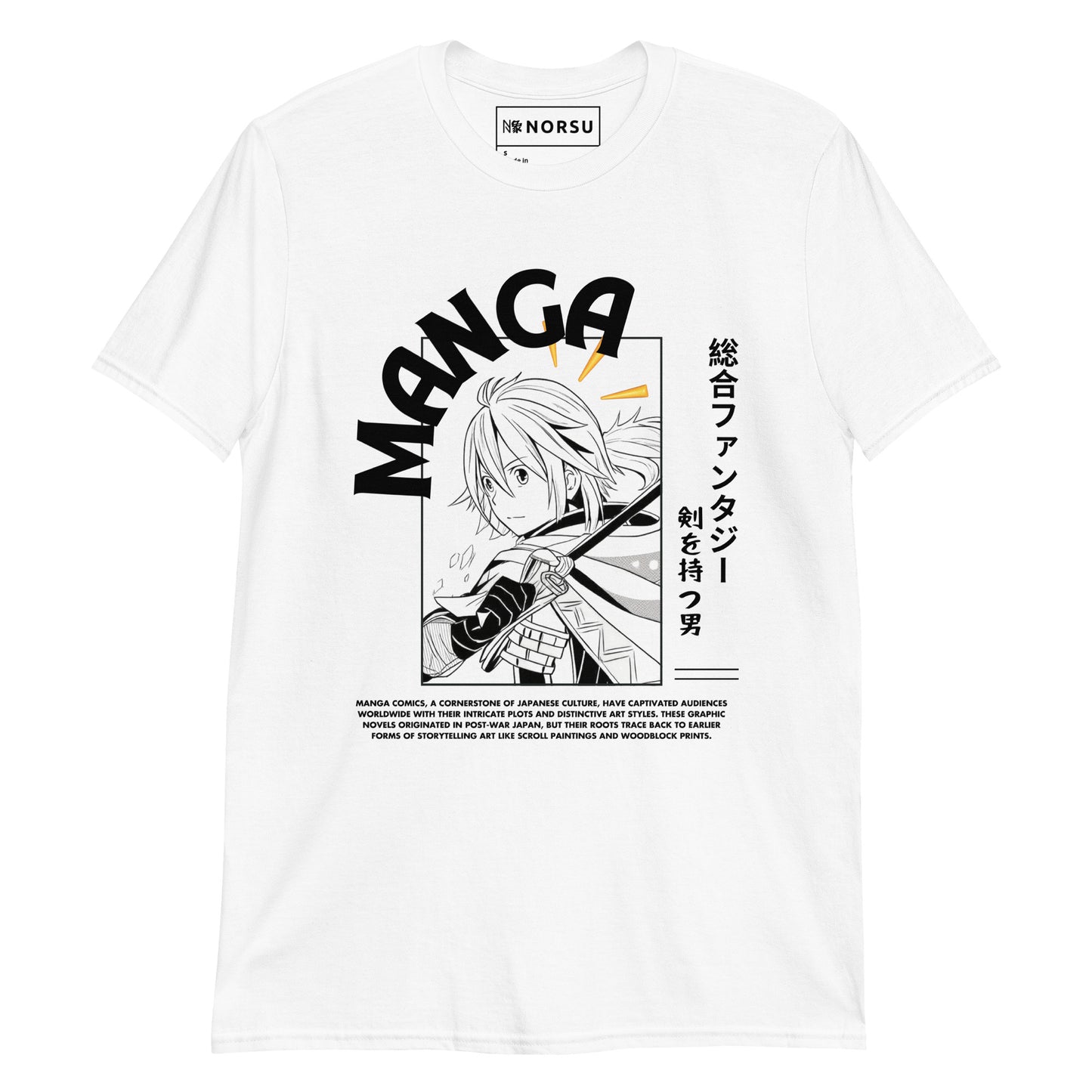 Λευκό Ανδρικό T-shirt - Ασπρόμαυρα Σκίτσα Manga Κόμιξ