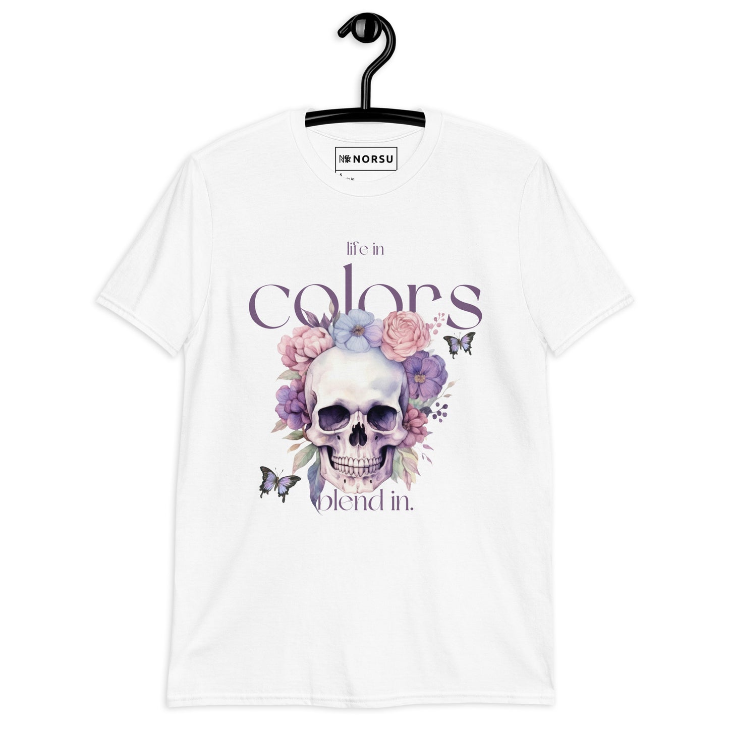 Λευκό Ανδρικό T-shirt - Νεκροκεφαλή Skull Life In Color