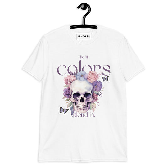 Λευκό Ανδρικό T-shirt - Νεκροκεφαλή Skull Life In Color