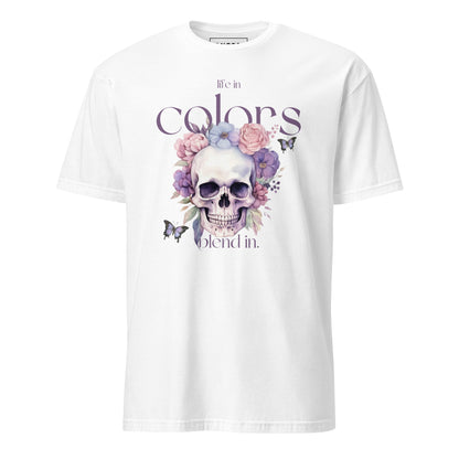 Λευκό Ανδρικό T-shirt - Νεκροκεφαλή Skull Life In Color