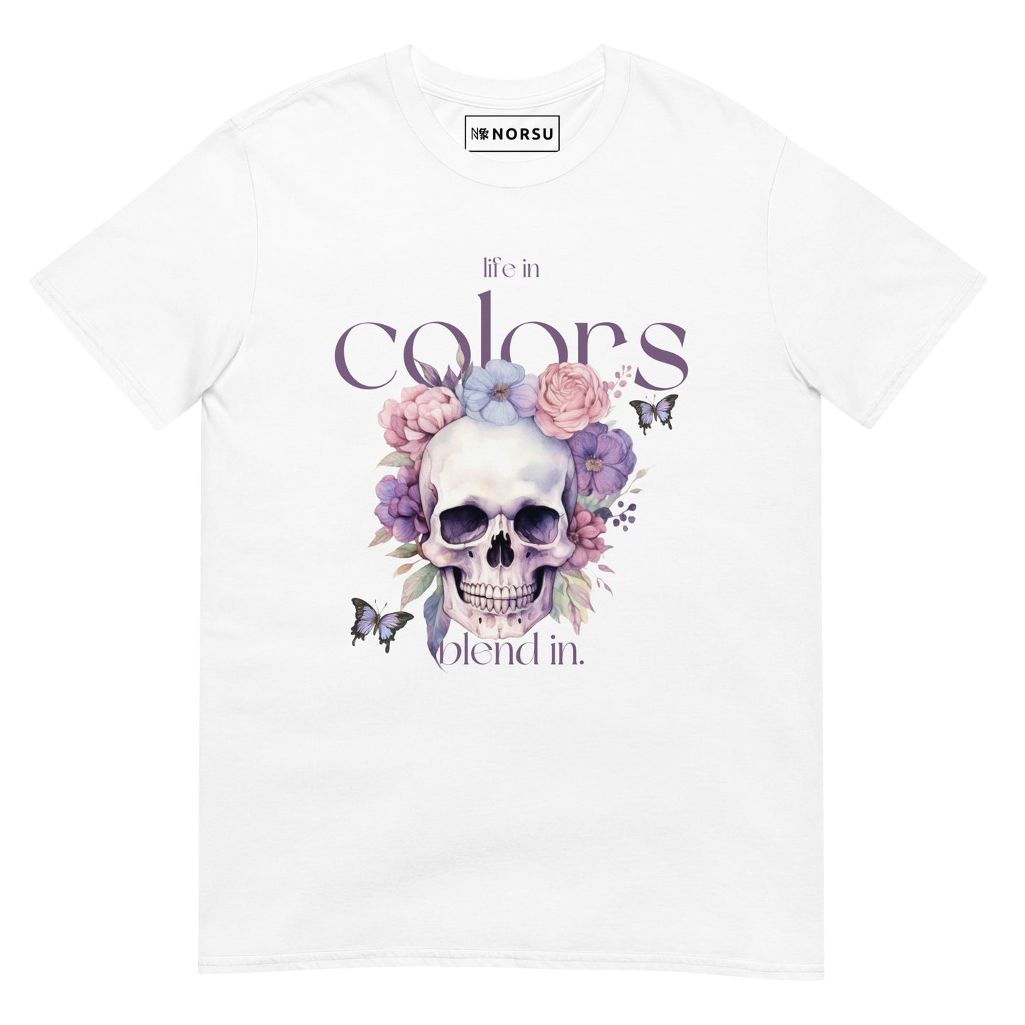 Λευκό Ανδρικό T-shirt - Νεκροκεφαλή Skull Life In Color