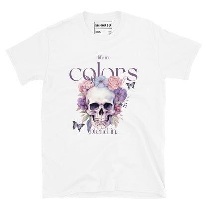 Λευκό Ανδρικό T-shirt - Νεκροκεφαλή Skull Life In Color