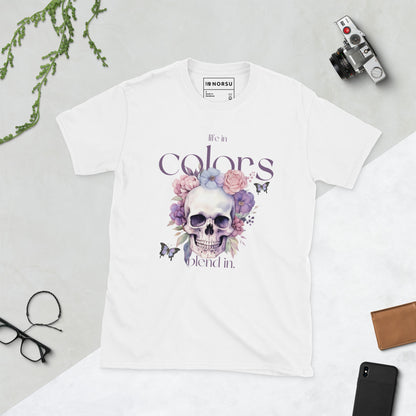 Λευκό Ανδρικό T-shirt - Νεκροκεφαλή Skull Life In Color