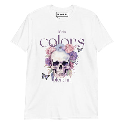 Λευκό Ανδρικό T-shirt - Νεκροκεφαλή Skull Life In Color