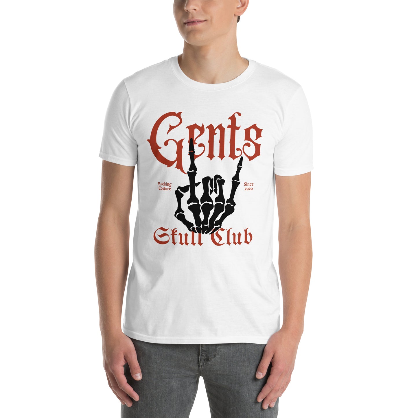 Λευκό Ανδρικό T-shirt - Gents Skull Club Κόκκινο