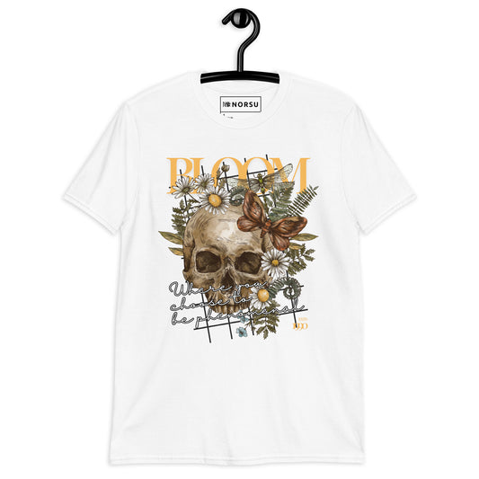 Λευκό Ανδρικό T-shirt - Νεκροκεφαλή Skull Bloom