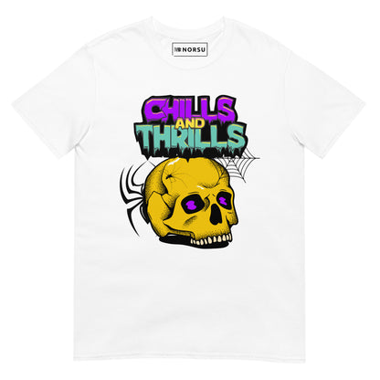 Λευκό Ανδρικό T-shirt - Νεκροκεφαλή Skull Chills & Thrills