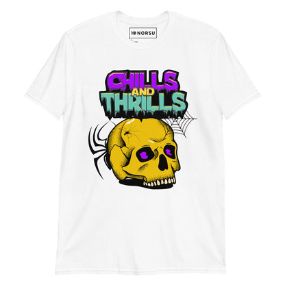 Λευκό Ανδρικό T-shirt - Νεκροκεφαλή Skull Chills & Thrills