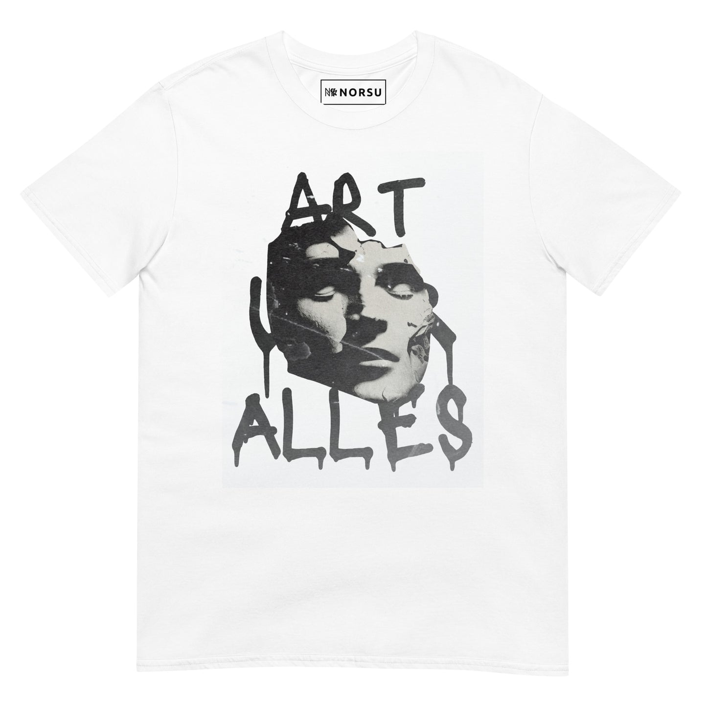 Λευκό Ανδρικό T-shirt - Άγαλμα Art Uber Alles