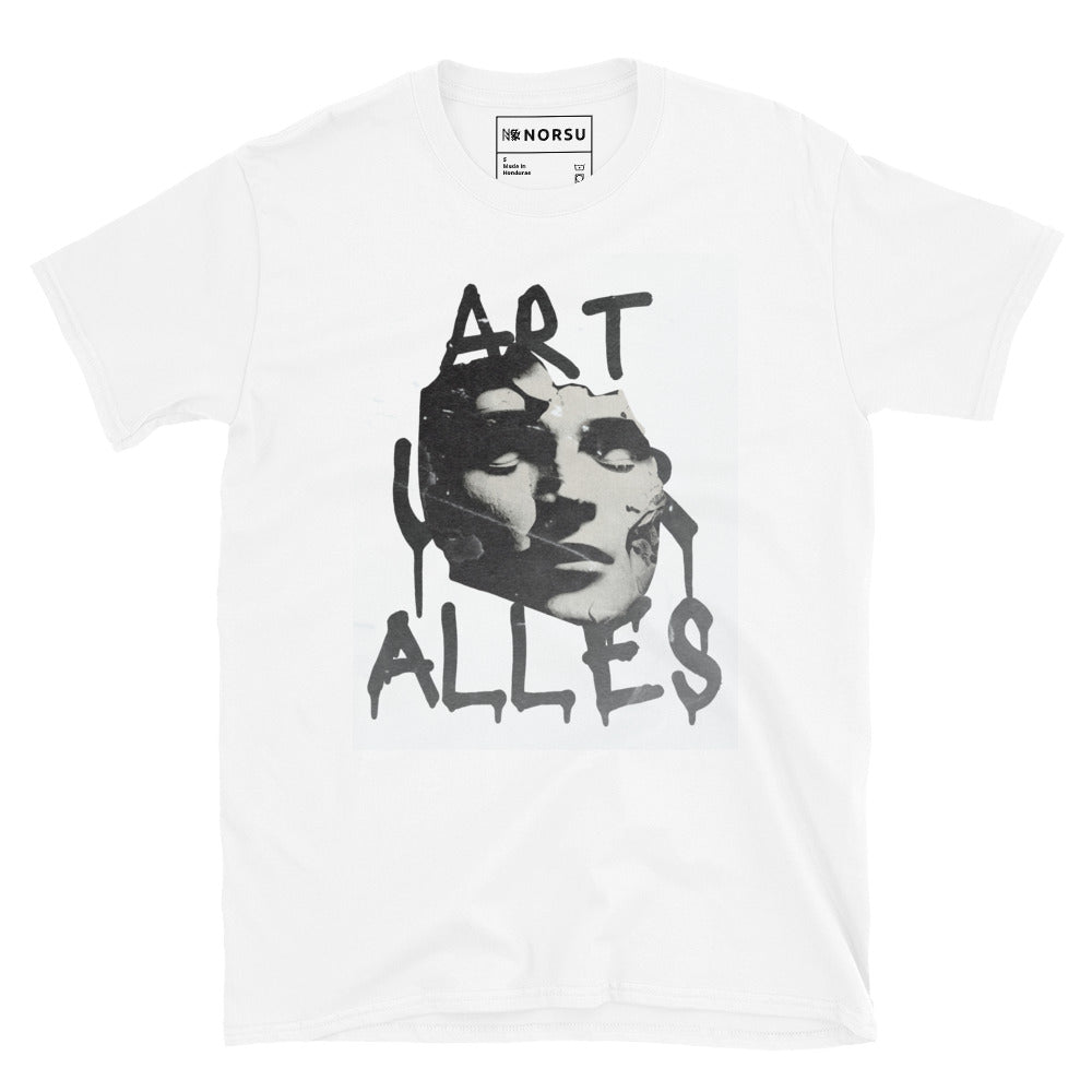 Λευκό Ανδρικό T-shirt - Άγαλμα Art Uber Alles