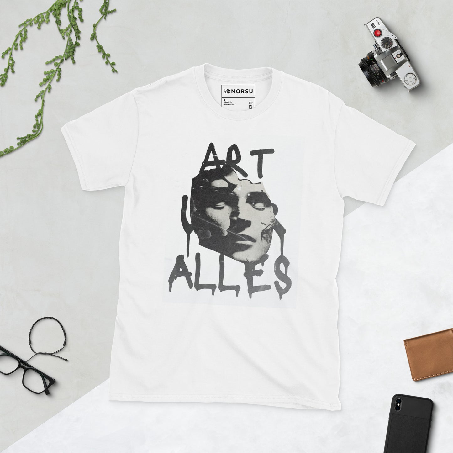 Λευκό Ανδρικό T-shirt - Άγαλμα Art Uber Alles