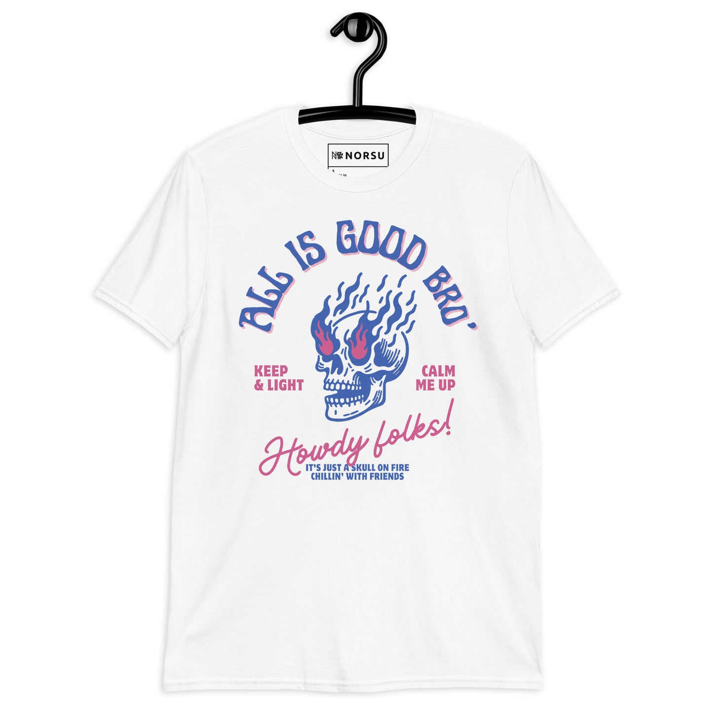 Λευκό Ανδρικό T-shirt - Νεκροκεφαλή Skull All Is Good Bro'