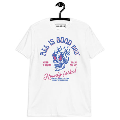 Λευκό Ανδρικό T-shirt - Νεκροκεφαλή Skull All Is Good Bro'