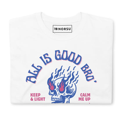 Λευκό Ανδρικό T-shirt - Νεκροκεφαλή Skull All Is Good Bro'