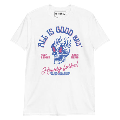 Λευκό Ανδρικό T-shirt - Νεκροκεφαλή Skull All Is Good Bro'