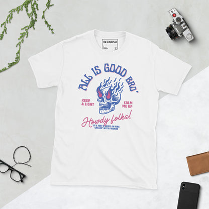 Λευκό Ανδρικό T-shirt - Νεκροκεφαλή Skull All Is Good Bro'