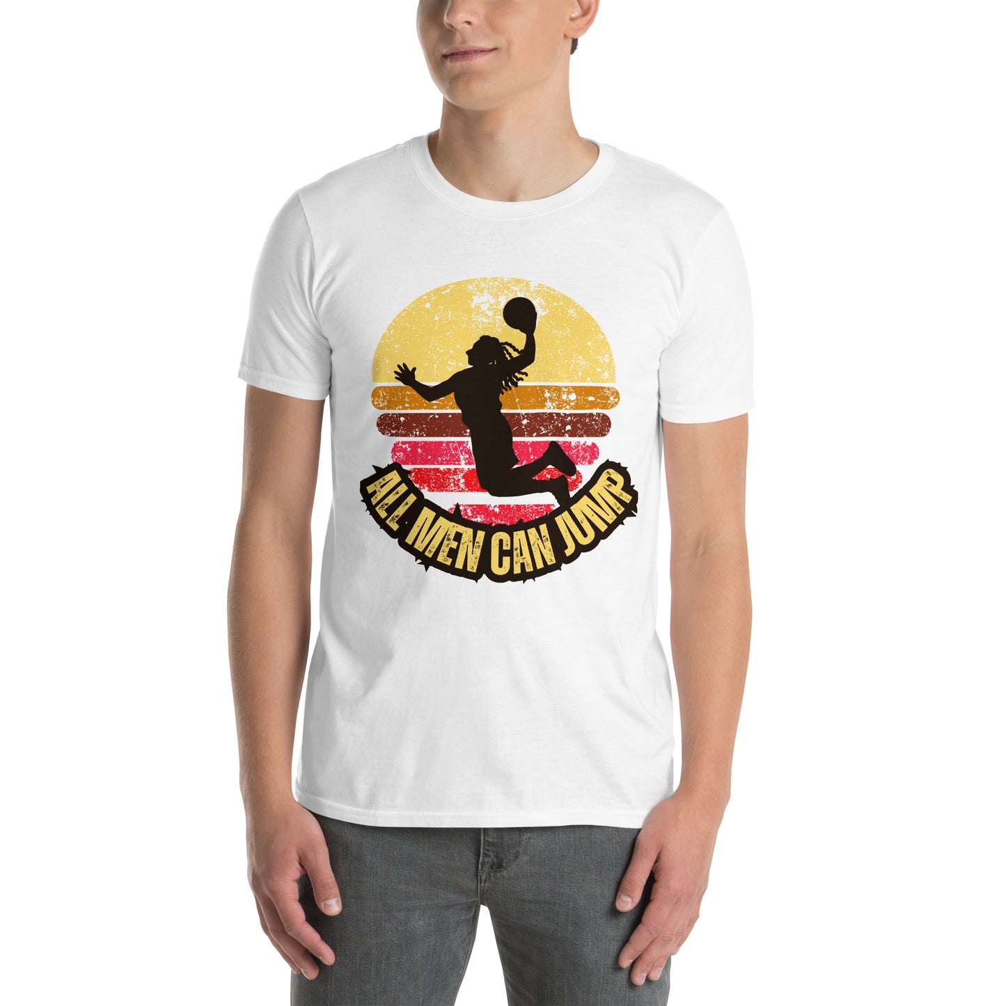 Λευκό Ανδρικό T-shirt - Μπάσκετ All Men Can Jump