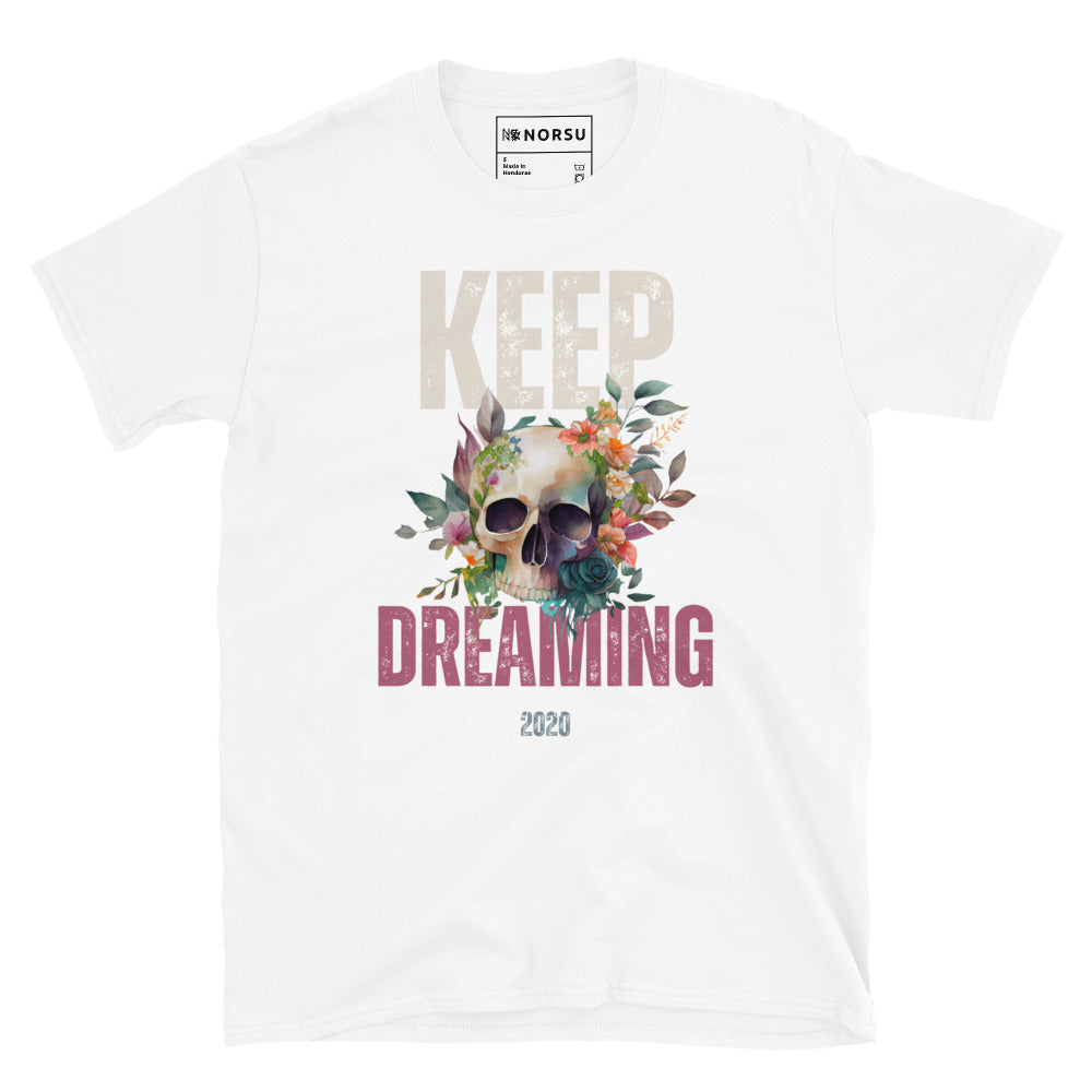 Λευκό Ανδρικό T-shirt - Νεκροκεφαλή Keep Dreaming