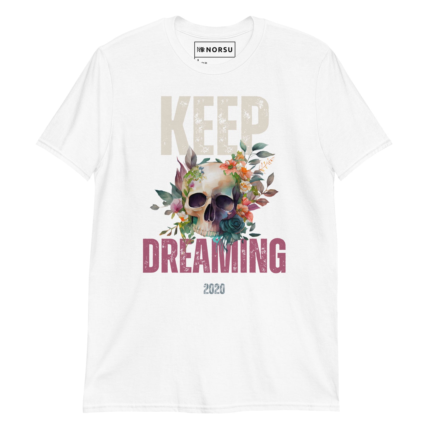 Λευκό Ανδρικό T-shirt - Νεκροκεφαλή Keep Dreaming