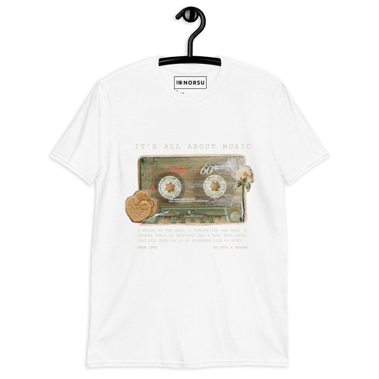 Λευκό Ανδρικό T-shirt - Ρετρό Κασέτα It's All About Music