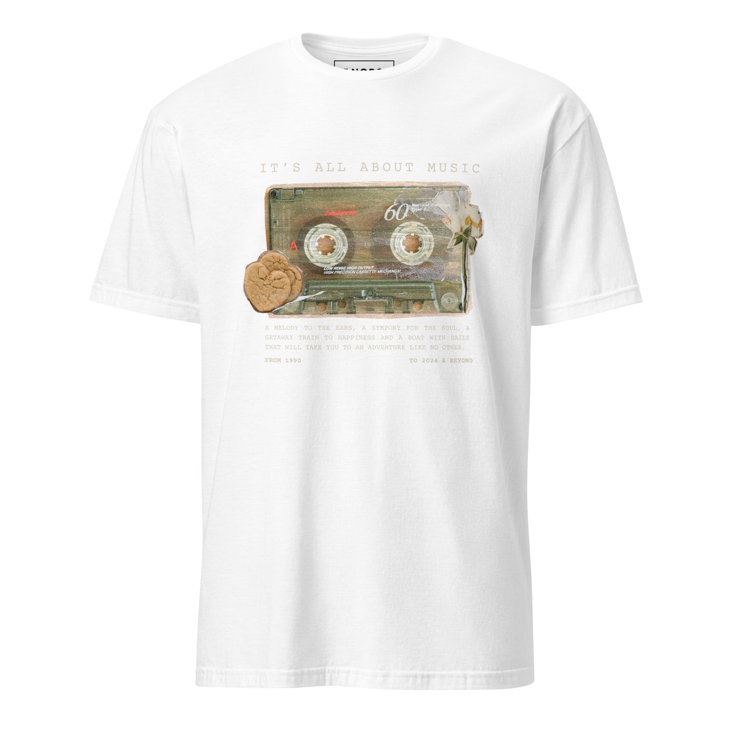 Λευκό Ανδρικό T-shirt - Ρετρό Κασέτα It's All About Music