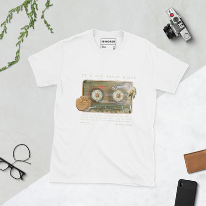 Λευκό Ανδρικό T-shirt - Ρετρό Κασέτα It's All About Music