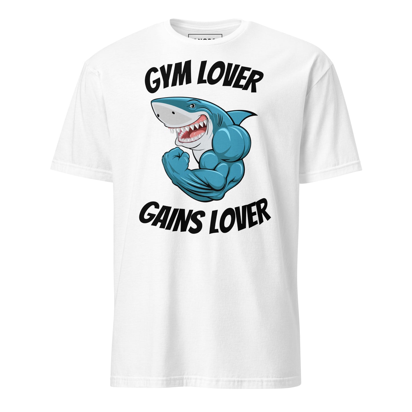 Λευκό Ανδρικό T-shirt - Γυμναστήριο Καρχαρίας Gym Lover Gains Lover