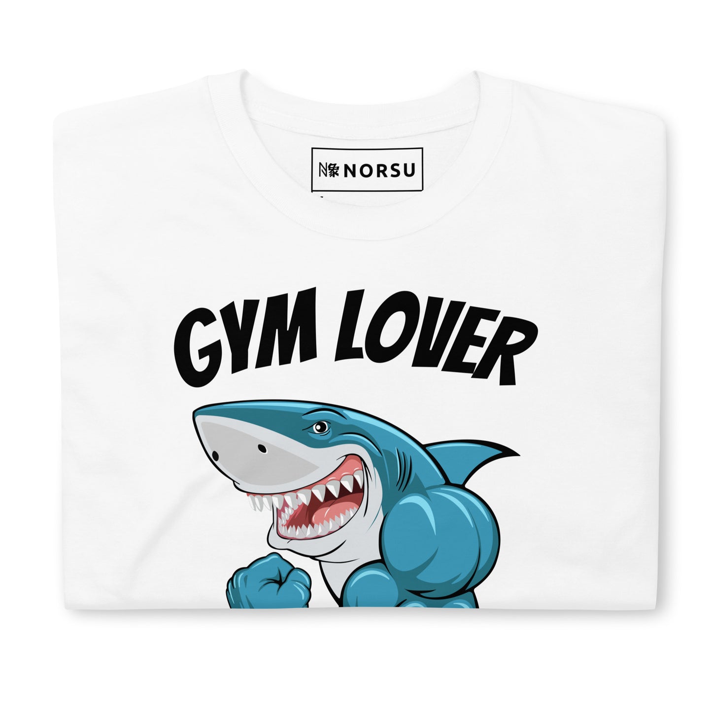 Λευκό Ανδρικό T-shirt - Γυμναστήριο Καρχαρίας Gym Lover Gains Lover