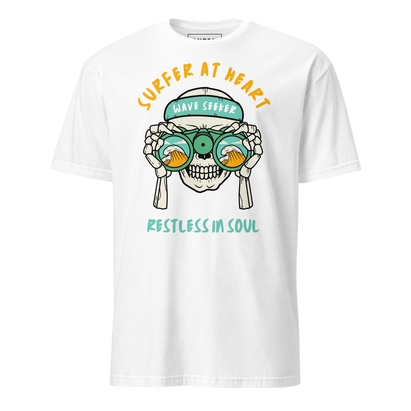 Λευκό Ανδρικό T-shirt - Νεκροκεφαλή Surfer At Heart